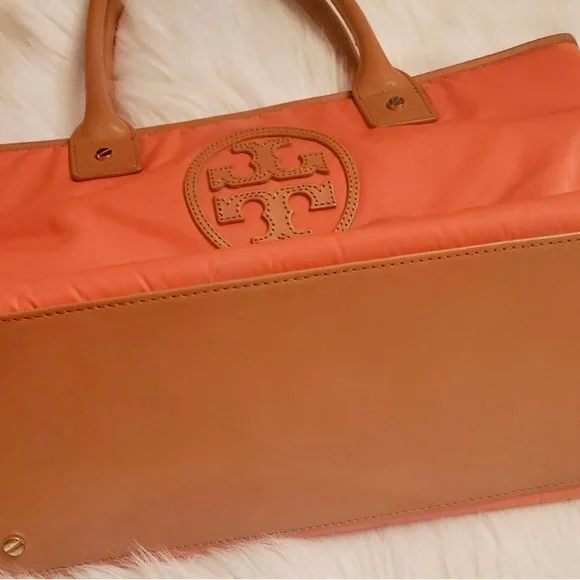 Tory Burch Orange Tan Tote Bag with Classic Design - Picture 3 of 5